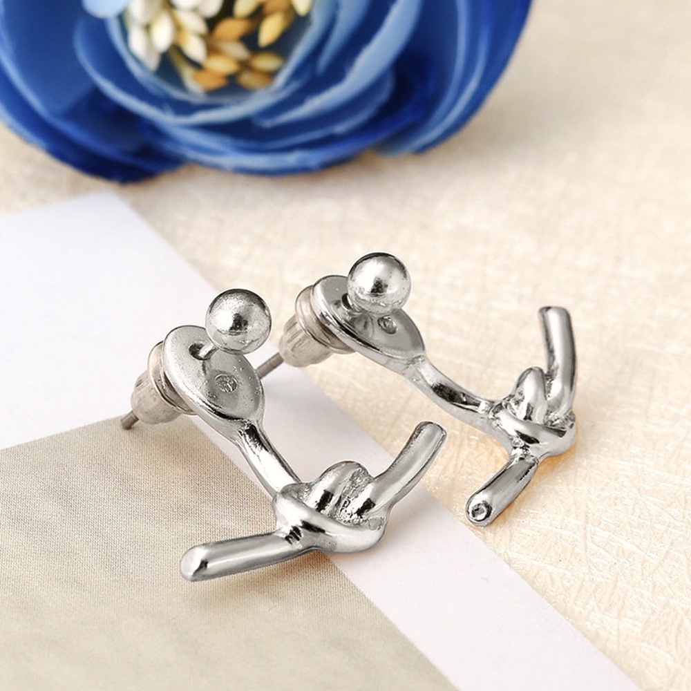 2/$20!  Silver Studs w/Love Knot Jacket Earrings - Picture 5 of 8